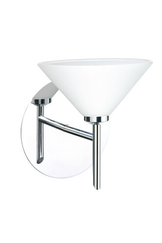 Kona 1 Light 6 inch Chrome Mini Sconce Wall Light in Halogen, White Glass