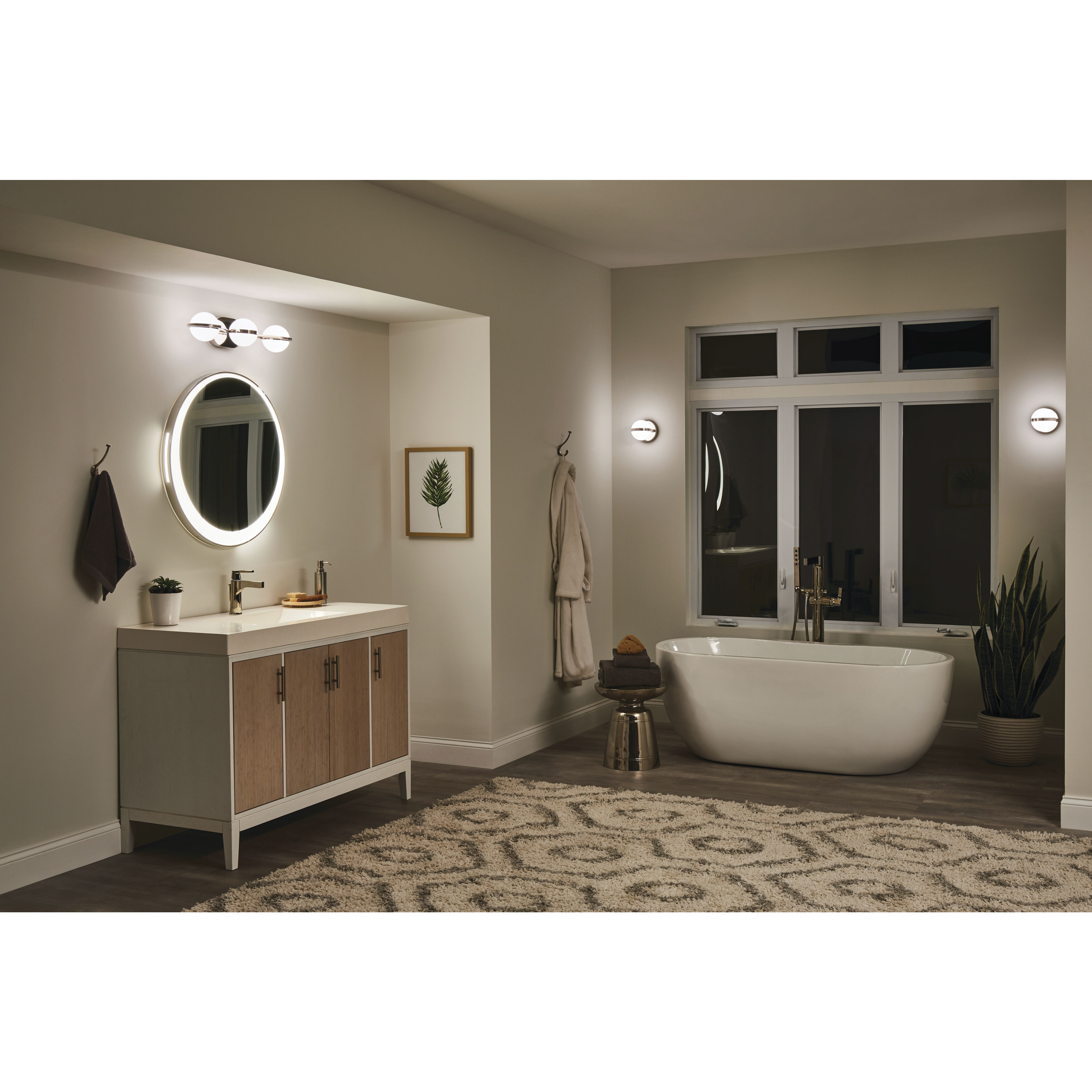 Brettin LED 24 inch Polished Nickel Bathroom Vanity Light Wall Light, 3 Arm