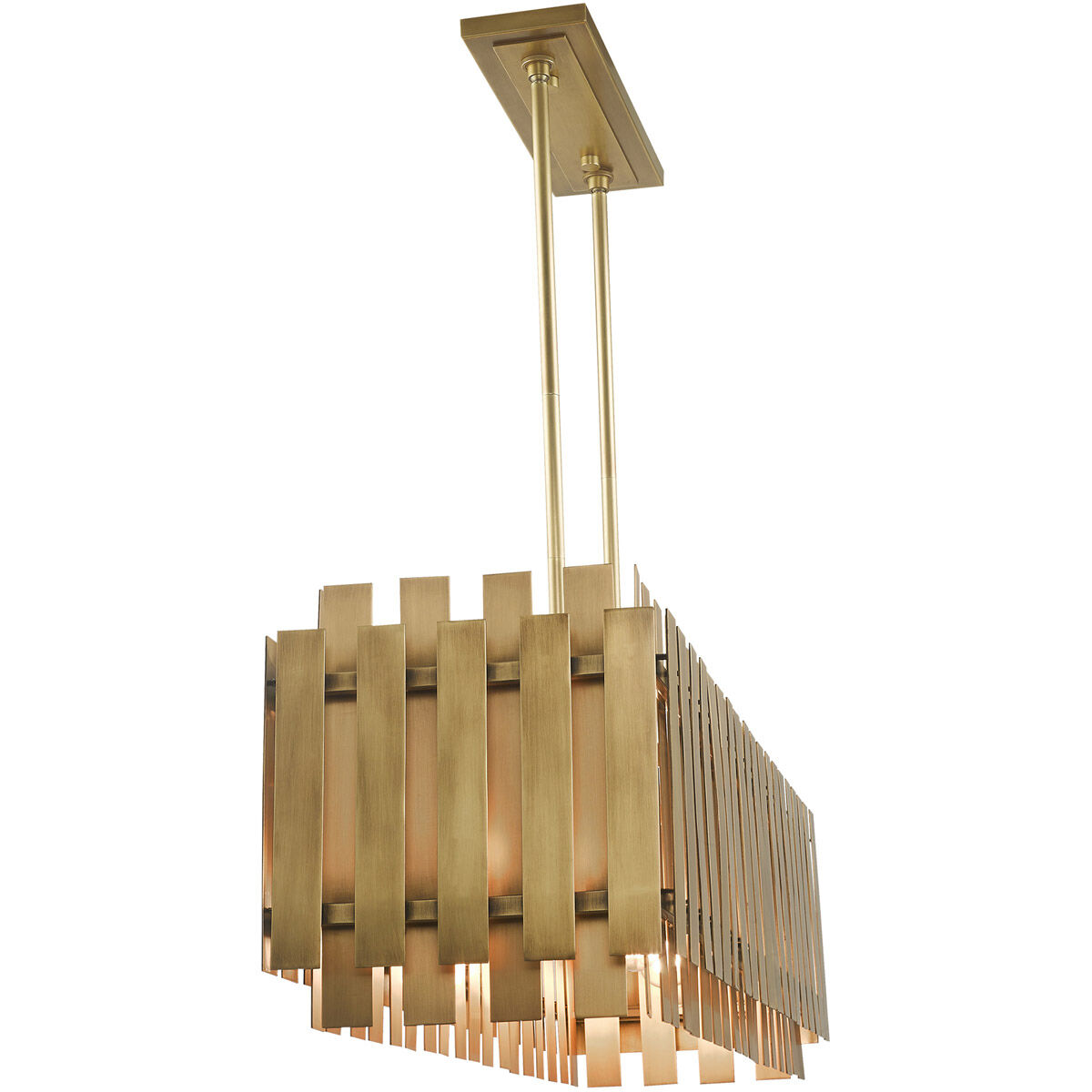 Greenwich 5 Light 42 inch Natural Brass Linear Chandelier Ceiling Light