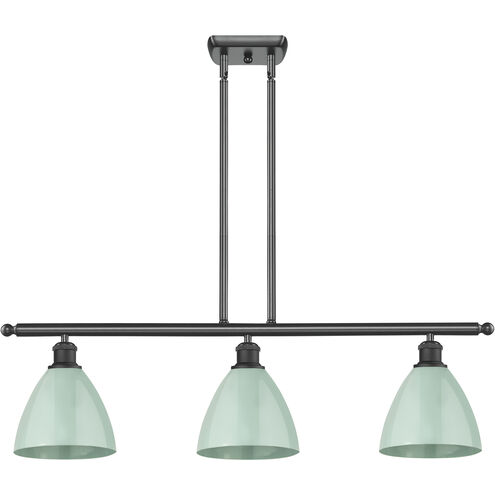 Ballston Plymouth Dome 3 Light 36 inch Matte Black Island Light Ceiling Light in Matte Seafoam