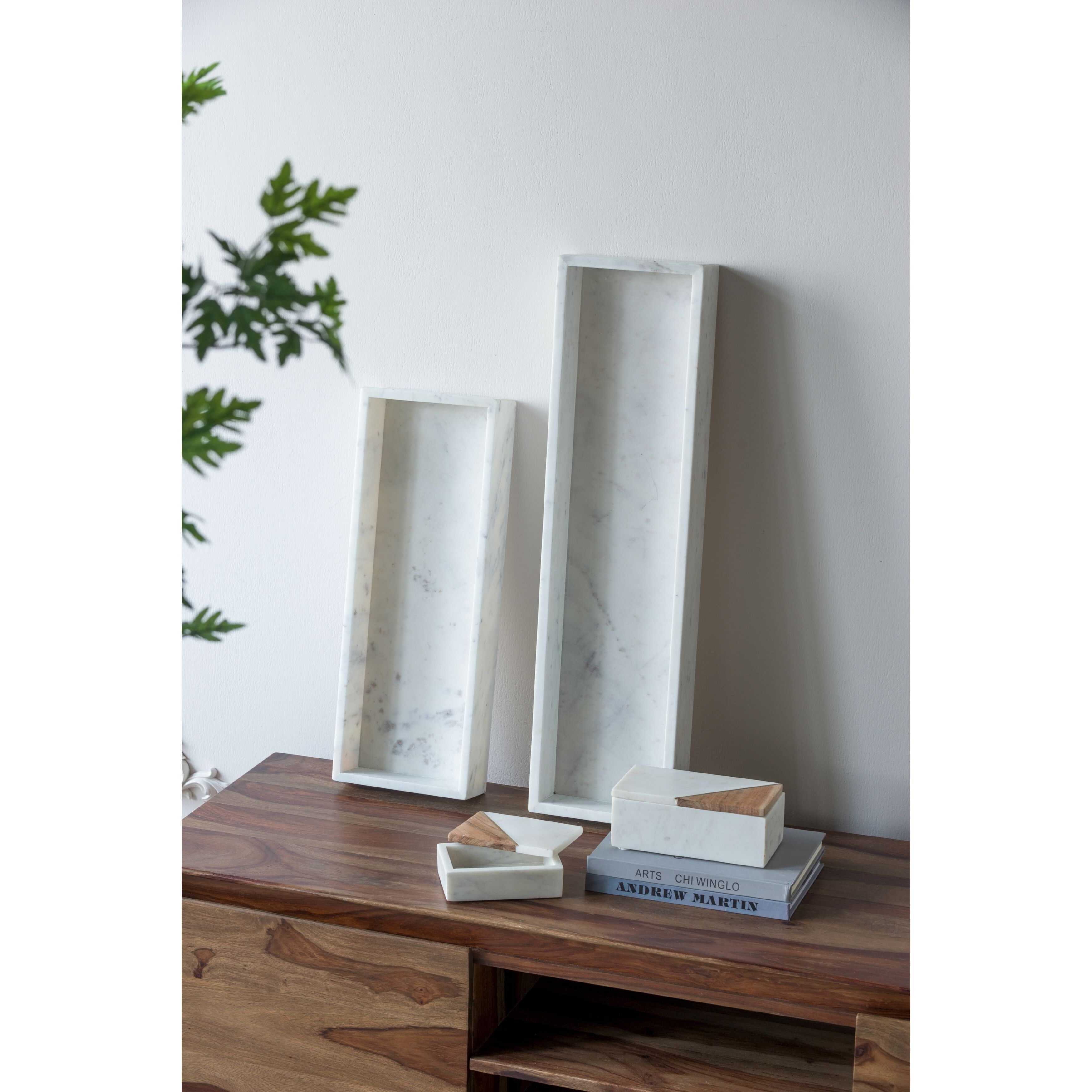 Anita 3.9 inch White/Brown Marble Boxes