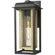 Mansfield 1 Light 16.5 inch Matte Black with Brass Outdoor Sconce in Seedy Glass