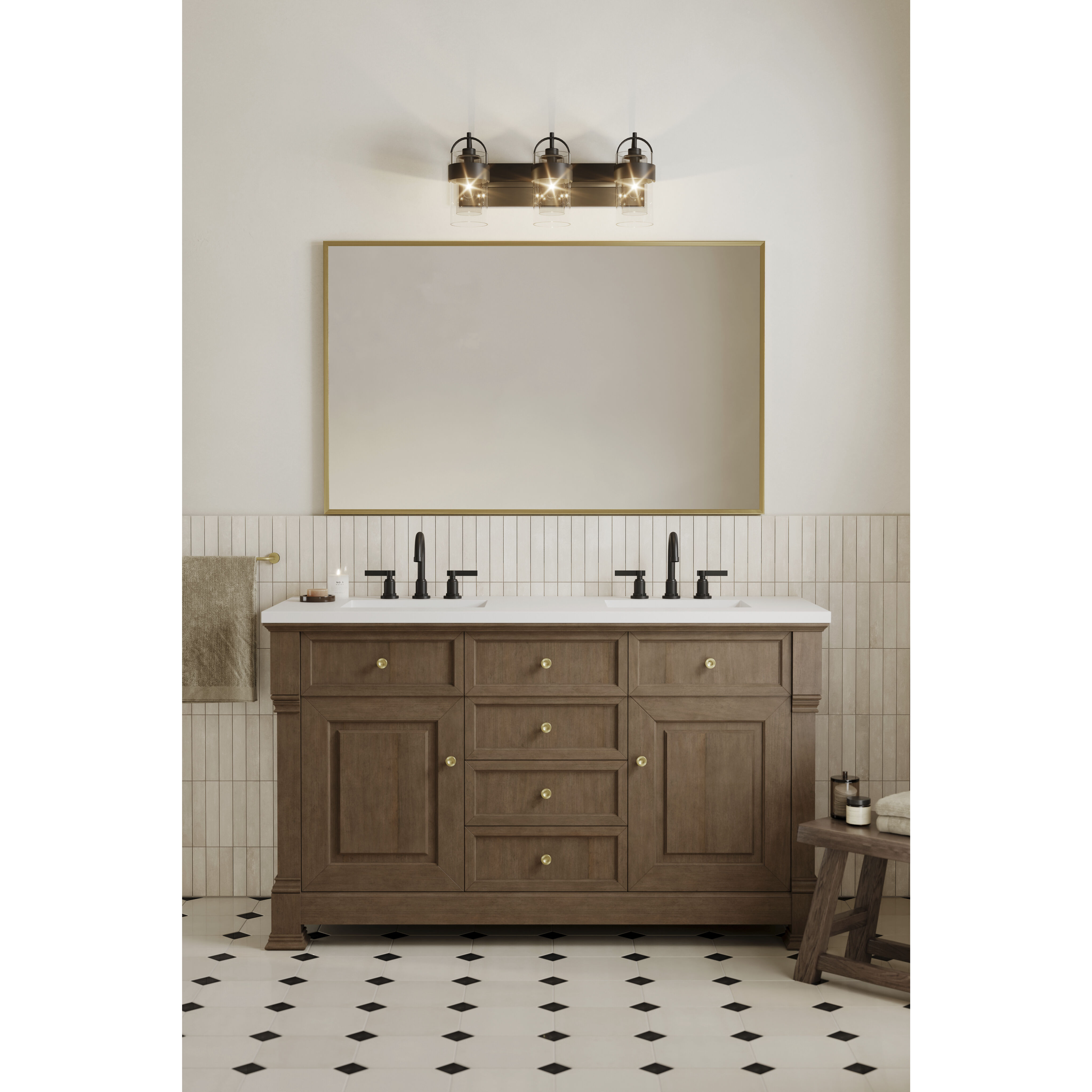 Ravik 3 Light 24 inch Dark Matte Black Vanity Wall Light