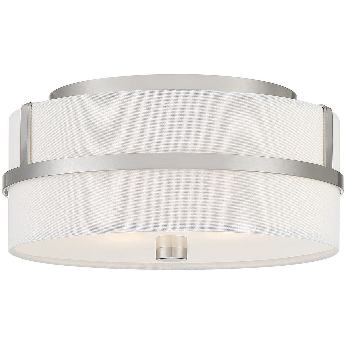 Contemporary 2 Light 13 inch Brushed Nickel Flush Mount Ceiling Light