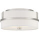 Contemporary 2 Light 13 inch Brushed Nickel Flush Mount Ceiling Light