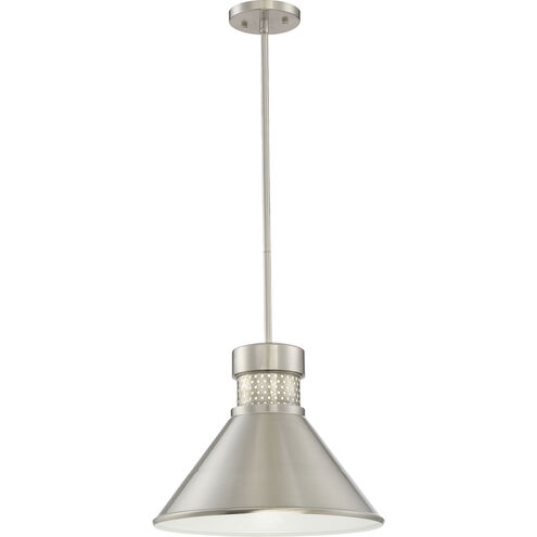 Doral LED 14 inch Brushed Nickel and White Accents Pendant Ceiling Light