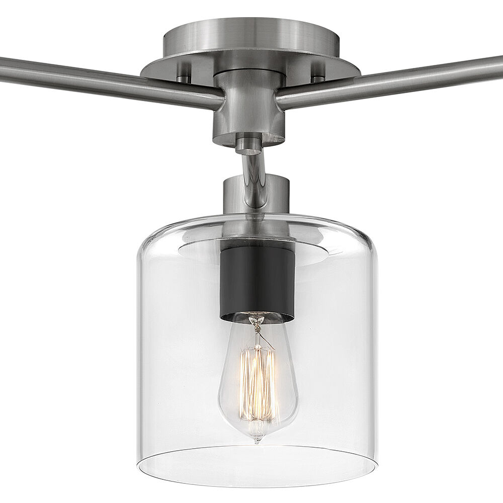 Axel 3 Light 30 inch Brushed Nickel with Black Indoor Semi-Flush Mount Ceiling Light