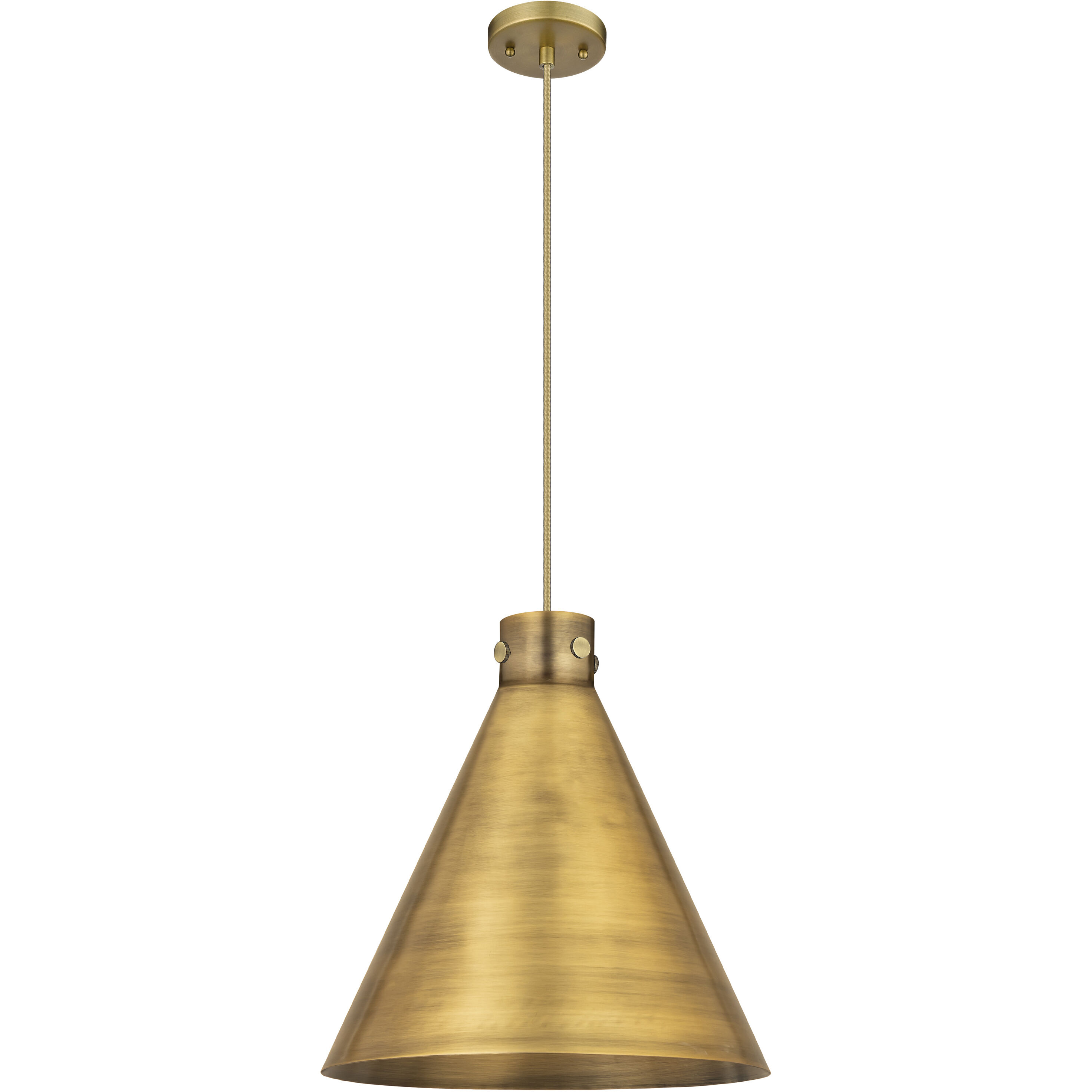Newton Cone 1 Light 18 inch Brushed Brass Pendant Ceiling Light