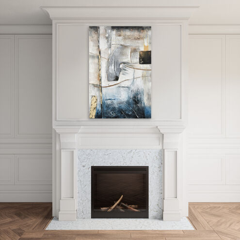 Industrial Abstract Off White with Blue Framed Wall Art