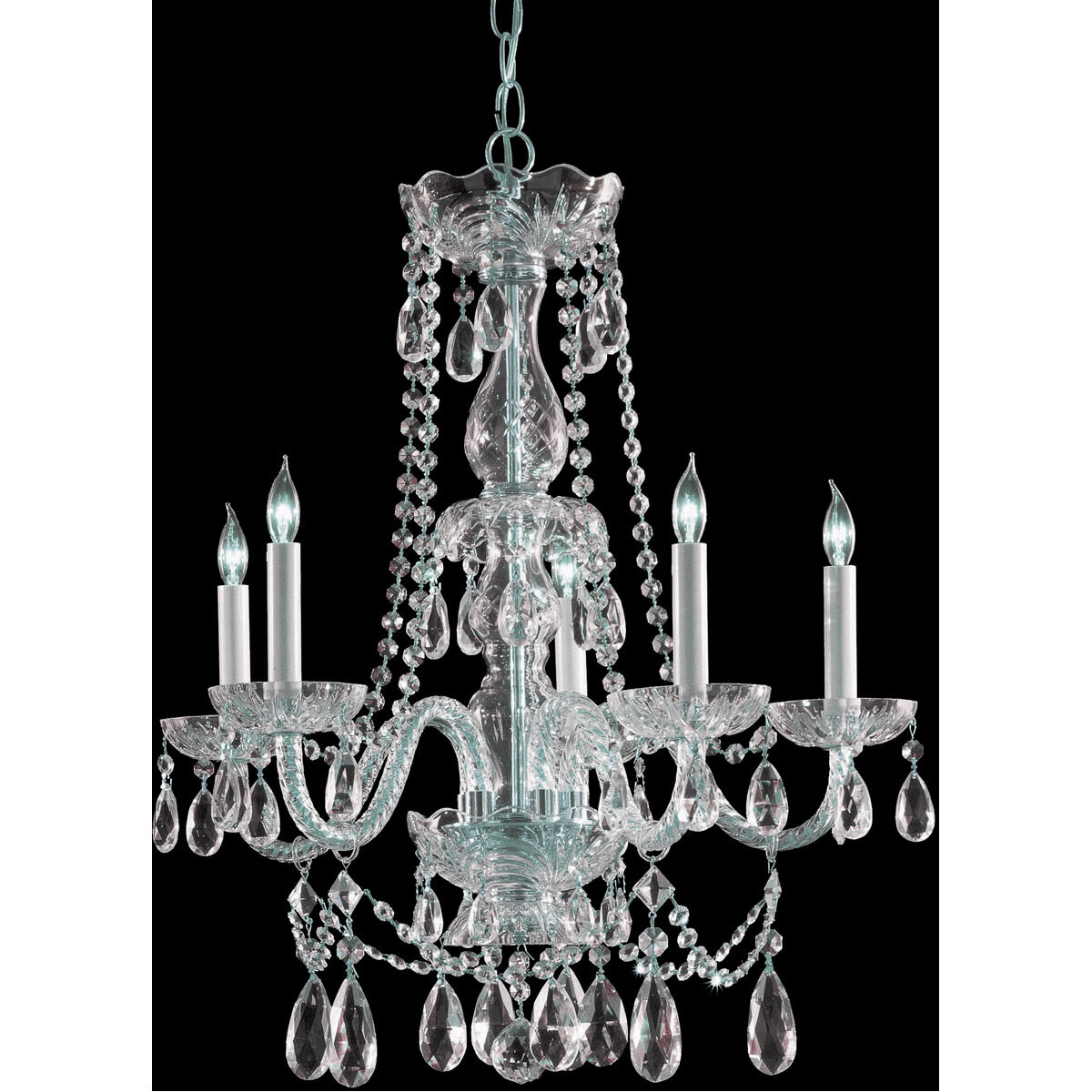 Traditional Crystal 5 Light 26 inch Polished Chrome Chandelier Ceiling Light in Polished Chrome (CH), Clear Hand Cut