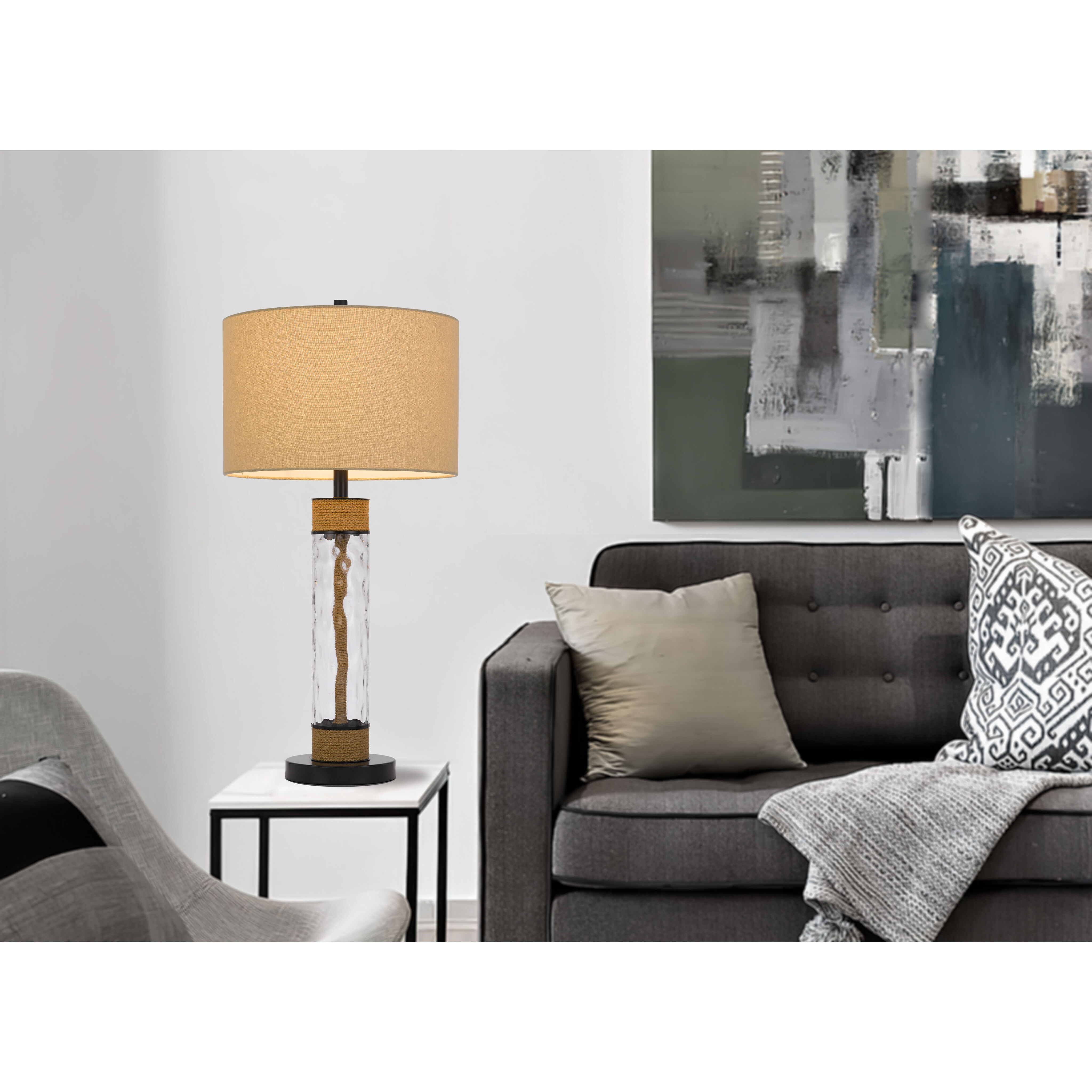 Bartow 32 inch 150.00 watt Black and Burlap Table Lamp Portable Light