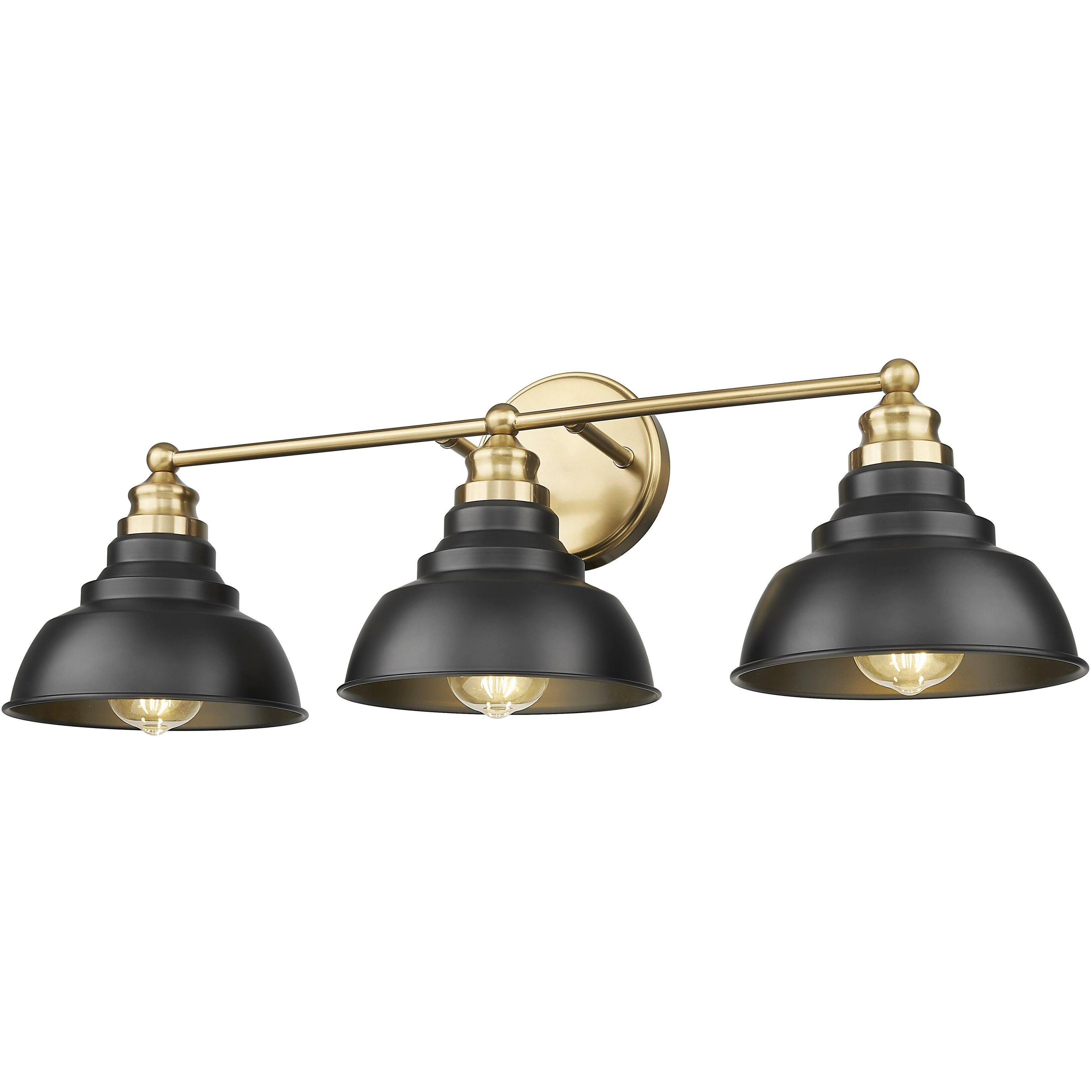 Bishop 3 Light 28 inch Matte Black and Brass Vanity Wall Light