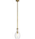 Everly 1 Light 7 inch Natural Brass Pendant Ceiling Light in Clear