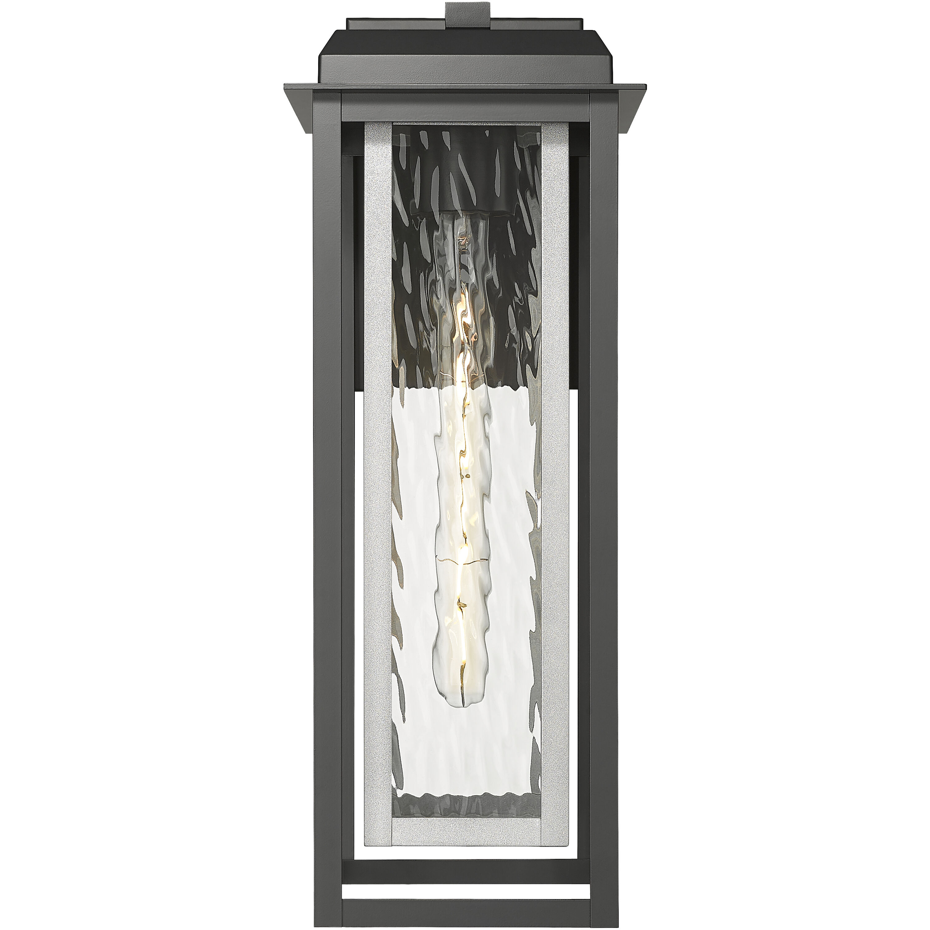 Mansfield 1 Light 20 inch Matte Black with Silver Outdoor Sconce in Waterglass