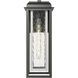 Mansfield 1 Light 20 inch Matte Black with Silver Outdoor Sconce in Waterglass