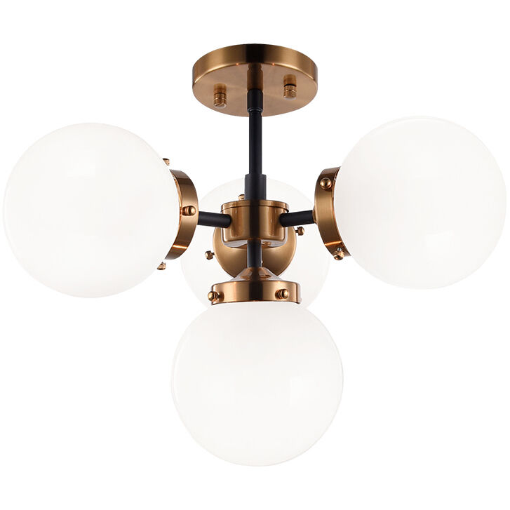 Maru 4 Light 21 inch Aged Gold Brass Pendant Ceiling Light in Aged Gold Brass and Opal Glass