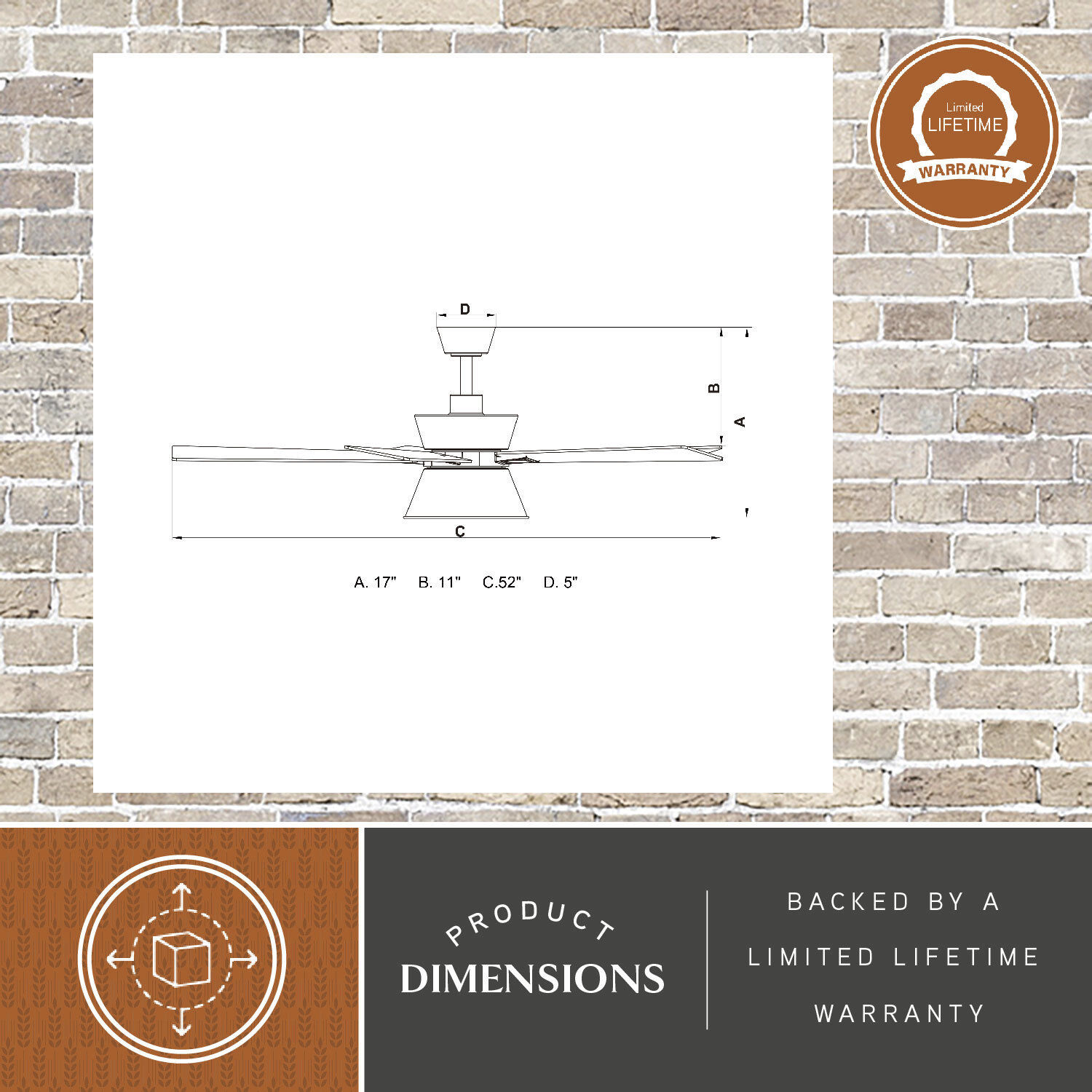 Scottsdale 21.65 inch Black and Gold with Black-Walnut Blades Ceiling Fan