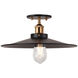 Bulstrode's Workshop 1 Light 14 inch Aged Gold Brass Flush Mount Ceiling Light in Aged Gold Brass and Black