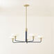 Aston 5 Light 39 inch Aged Brass/Slate Blue Chandelier Ceiling Light