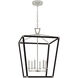 Chapman & Myers Darlana5 LED 24 inch Polished Nickel and Black Rattan Wrapped Lantern Ceiling Light, Large
