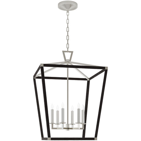 Chapman & Myers Darlana5 LED 24 inch Polished Nickel and Black Rattan Wrapped Lantern Ceiling Light, Large