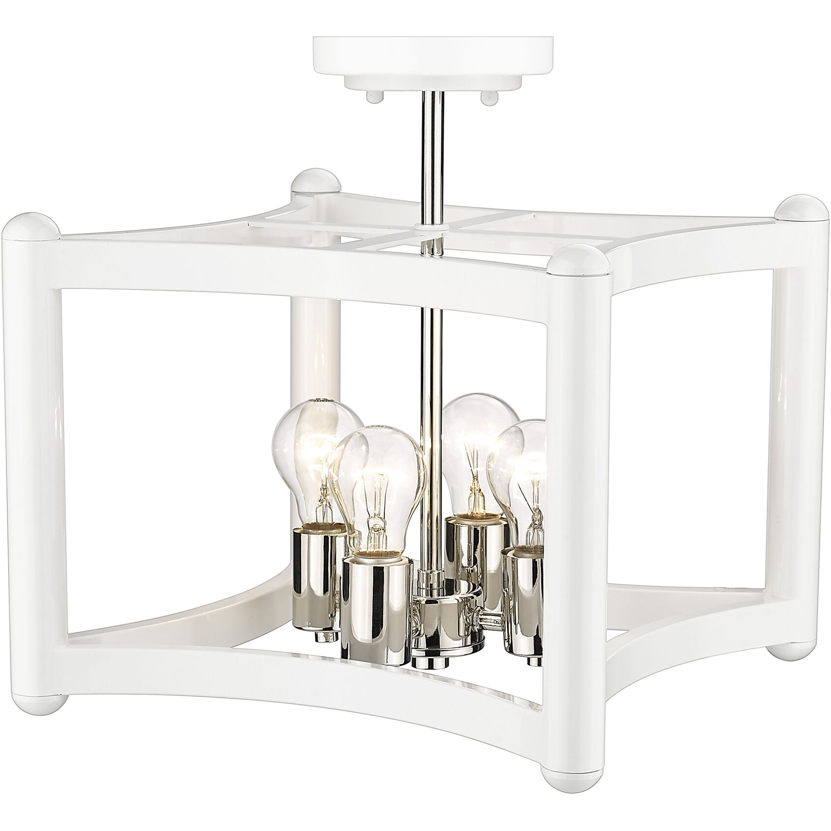 Coyle 4 Light 14 inch White with Polished Nickel Cluster Pendant Ceiling Light