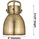Newton Bell 1 Light 8 inch Brushed Brass Pendant Ceiling Light