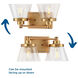 Hinton 2 Light 16 inch Vintage Brass Bath Vanity Wall Light