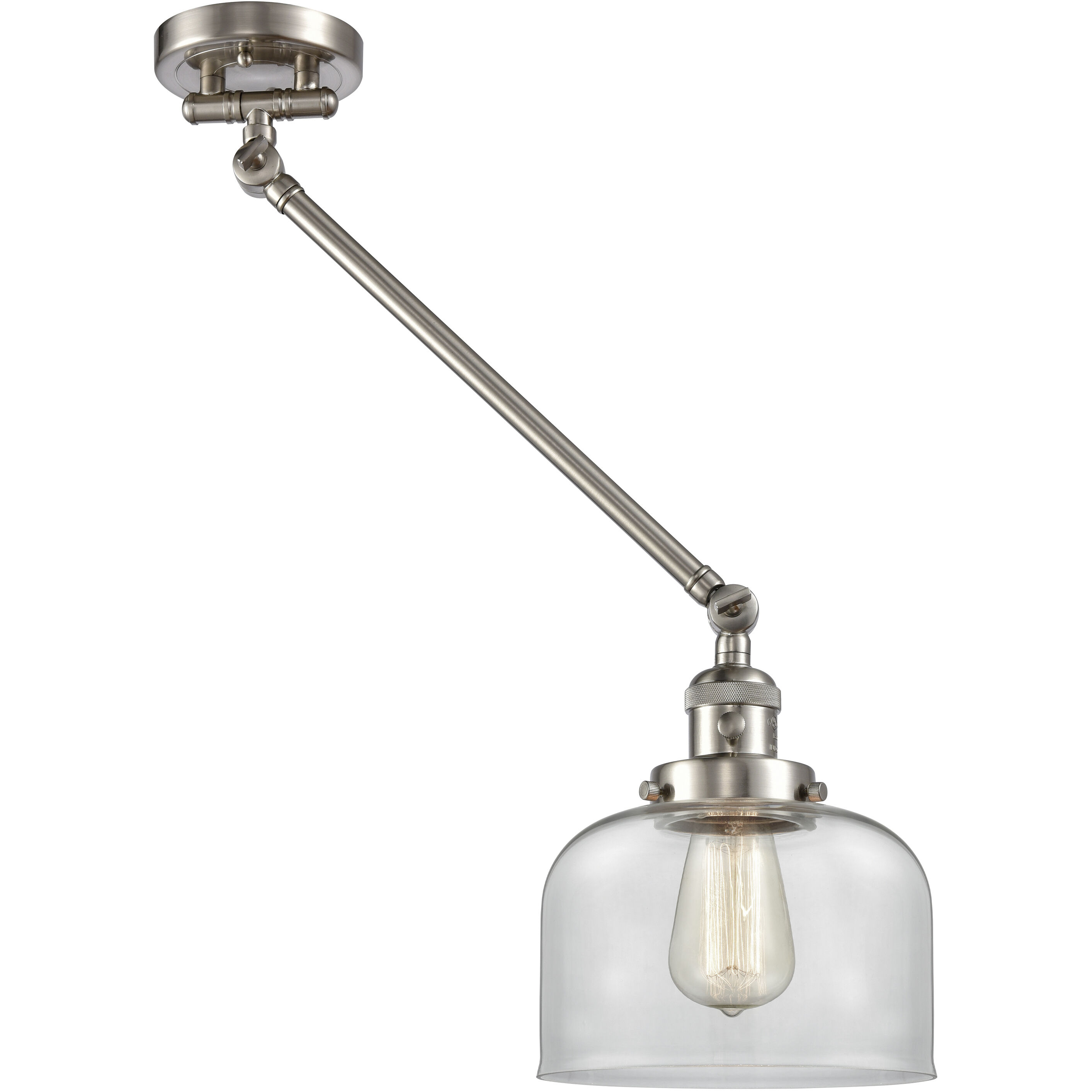 Large Bell 21 inch 60.00 watt Satin Nickel Swing Arm Wall Light, Franklin Restoration