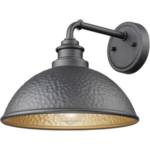 Hammond 1 Light 10.5 inch Hammered Black with Matte Gold Interior Exterior Wall Mount