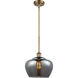 Ballston Large Fenton 1 Light 11 inch Brushed Brass Pendant Ceiling Light in Light Smoke Glass, Ballston