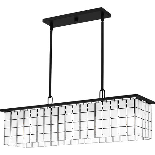 Seigler 4 Light 34 inch Matte Black Island Light Ceiling Light in Etched Glass