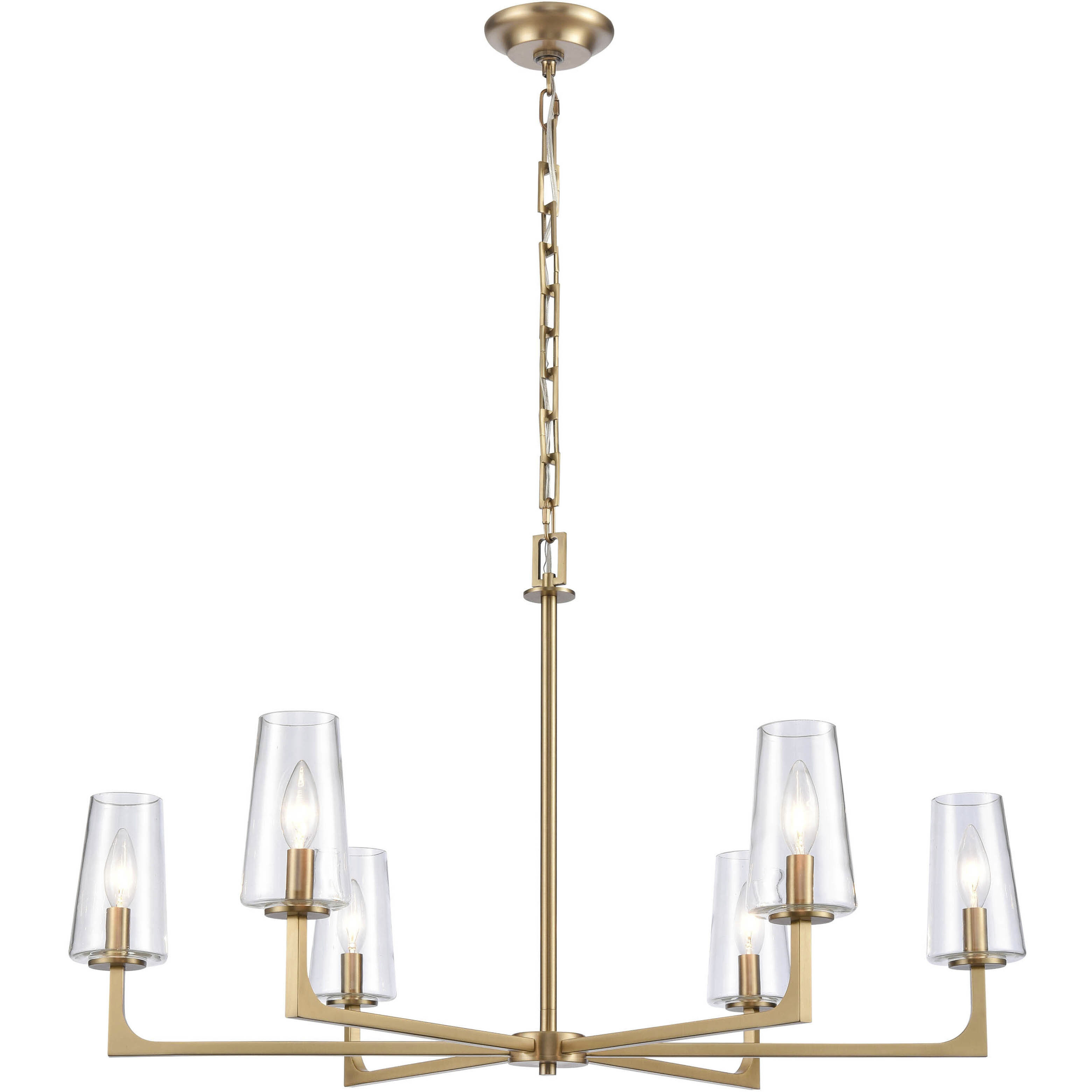 Fitzroy 6 Light 34 inch Lacquered Brass Chandelier Ceiling Light