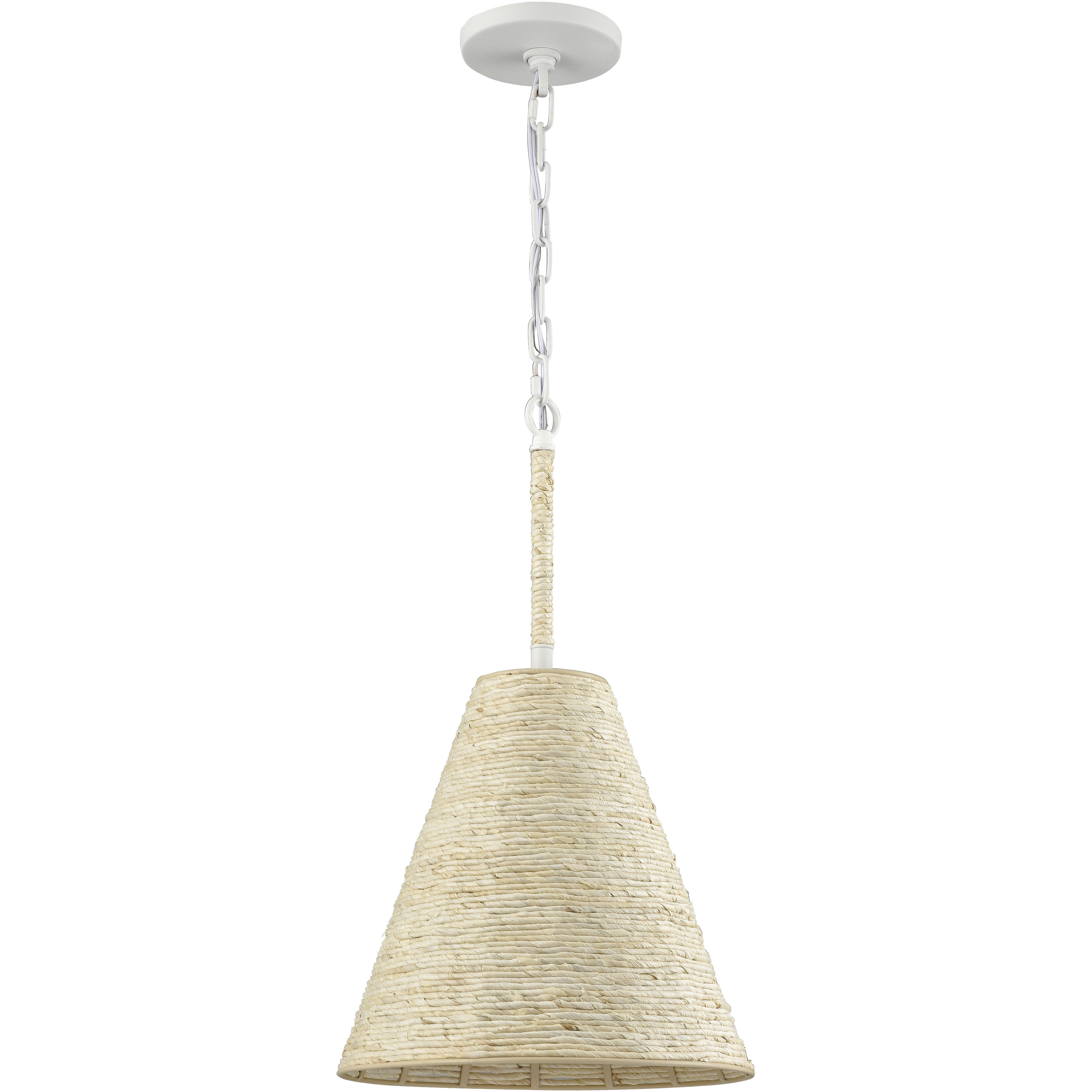 Abaca 1 Light 12 inch Textured White Pendant Ceiling Light