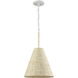Abaca 1 Light 12 inch Textured White Pendant Ceiling Light