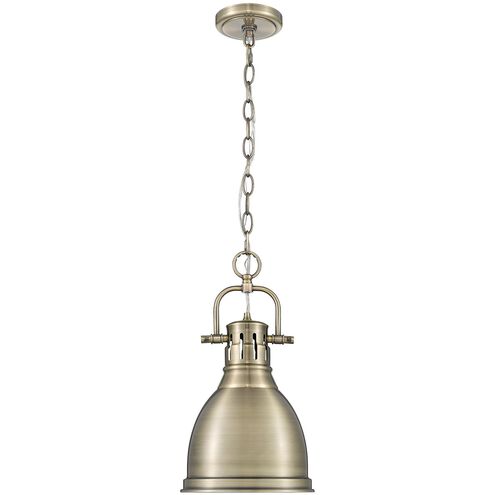 Duncan 1 Light 8.88 inch Aged Brass Pendant Ceiling Light, Small
