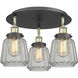 Chatham 3 Light 18.25 inch Black Antique Brass Flush Mount Ceiling Light in Clear