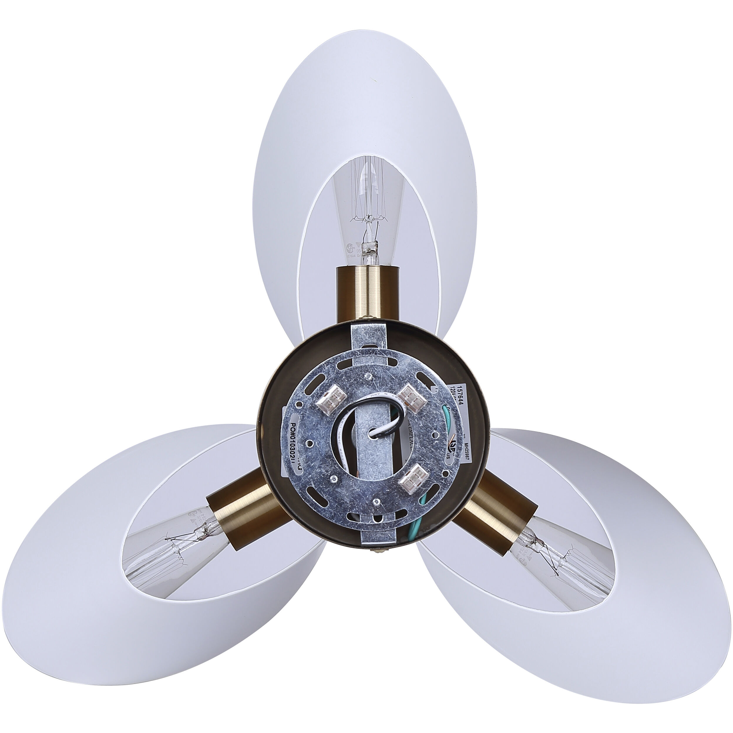 Daxton 3 Light 20 inch Matte White and Gold Semi-Flush Mount Ceiling Light