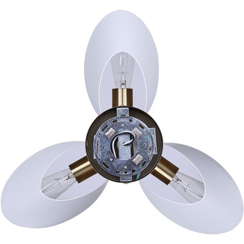 Daxton 3 Light 20 inch Matte White and Gold Semi-Flush Mount Ceiling Light