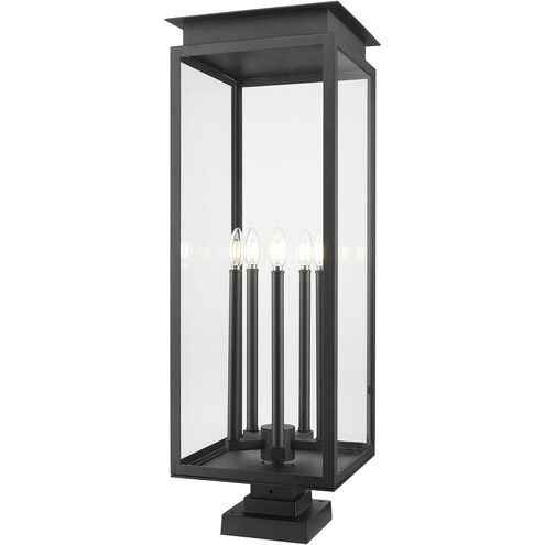 Nova 5 Light 36.75 inch Black Outdoor Pier Mounted Fixture in Clear Glass