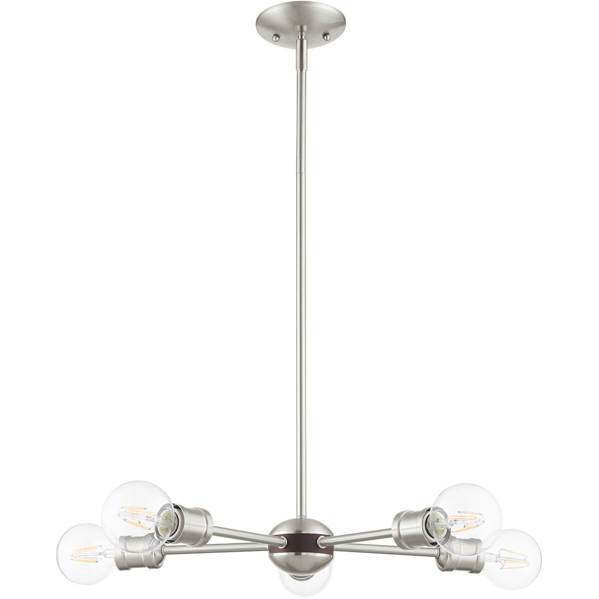 Lansdale 5 Light 19 inch Brushed Nickel with Bronze Accents Chandelier Ceiling Light
