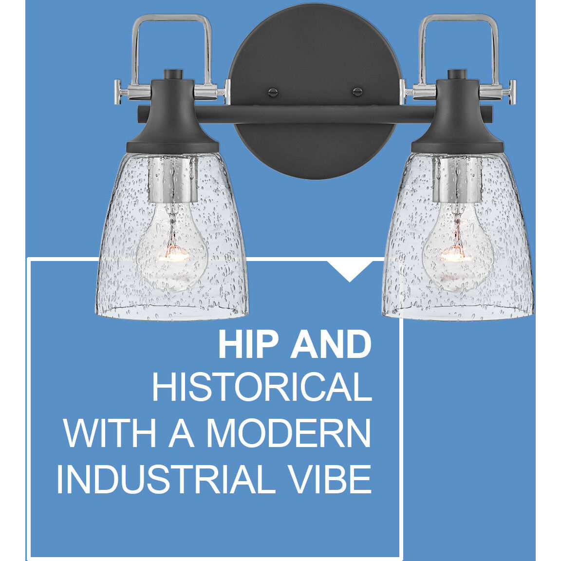 Easton 2 Light 14.5 inch Black with Chrome Vanity Light Wall Light in Black/Chrome