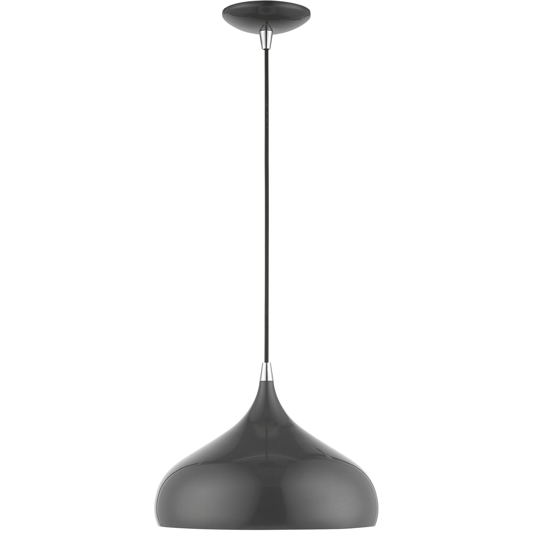 Amador 1 Light 12 inch Shiny Dark Gray with Polished Chrome Accents Pendant Ceiling Light