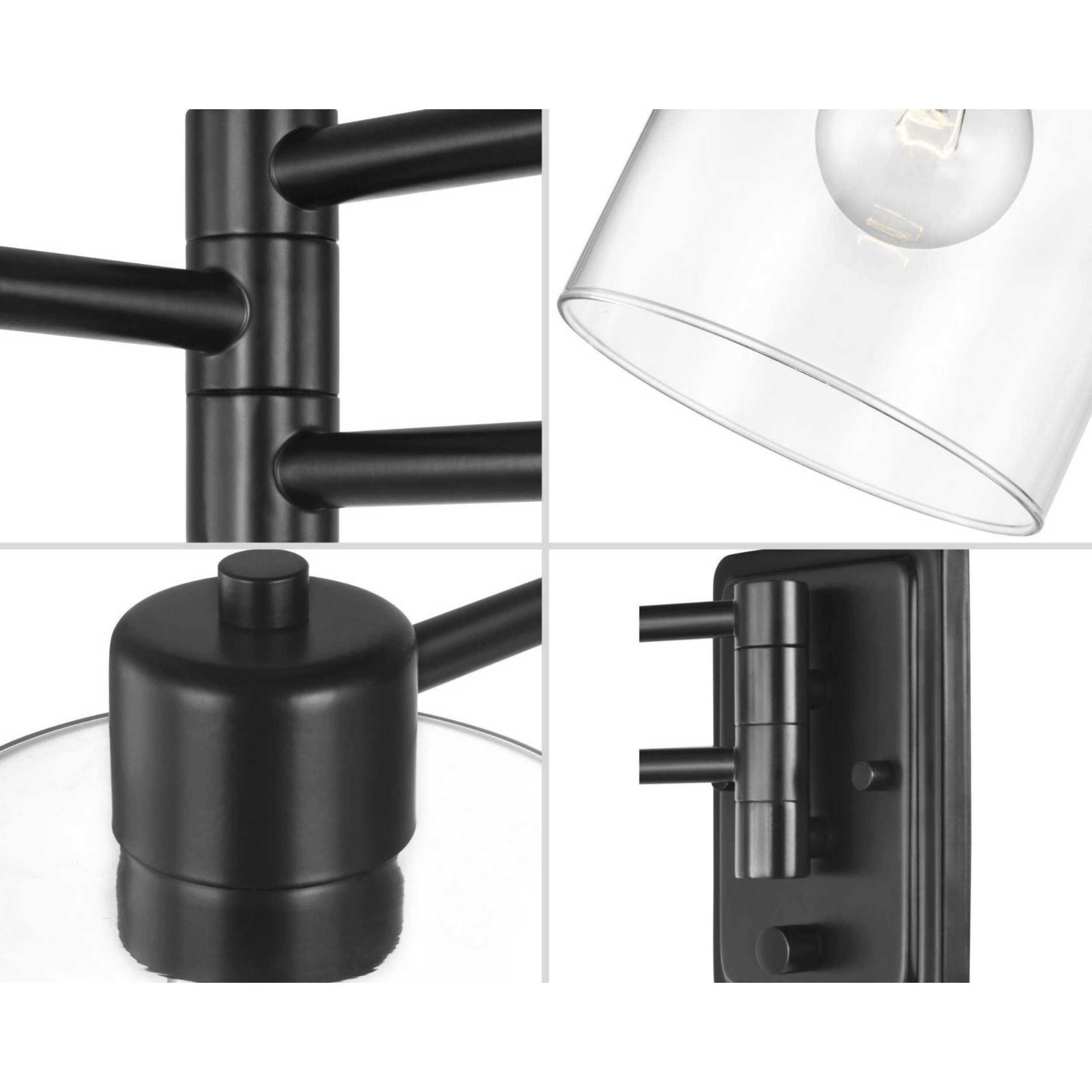 Milner 10 inch 60.00 watt Matte Black Swing Arm Wall Light