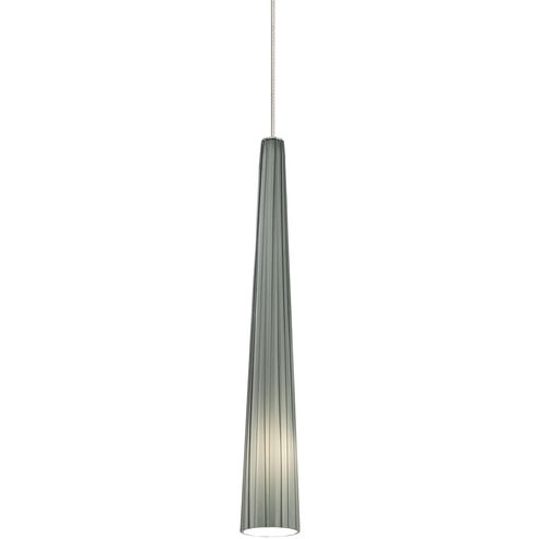 Zenith 1 Light 120 Satin Nickel Low-Voltage Pendant Ceiling Light in Monopoint, LED 90 CRI 3000K, Smoke Glass