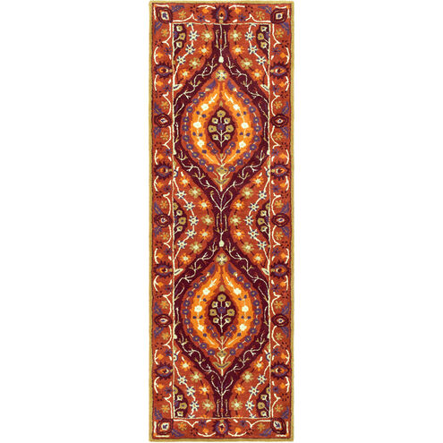 Castello 156 X 108 inch Red and Orange Area Rug, Wool