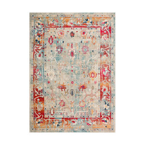 Bohemian 88 X 63 inch Bright Red/Burnt Orange/Bright Pink/Taupe/Beige Rugs, Rectangle
