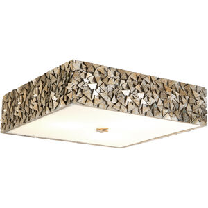 Mosaic 3 Light Silver Bath/Flush Mounts Ceiling Light in Silver Leaf with Antique