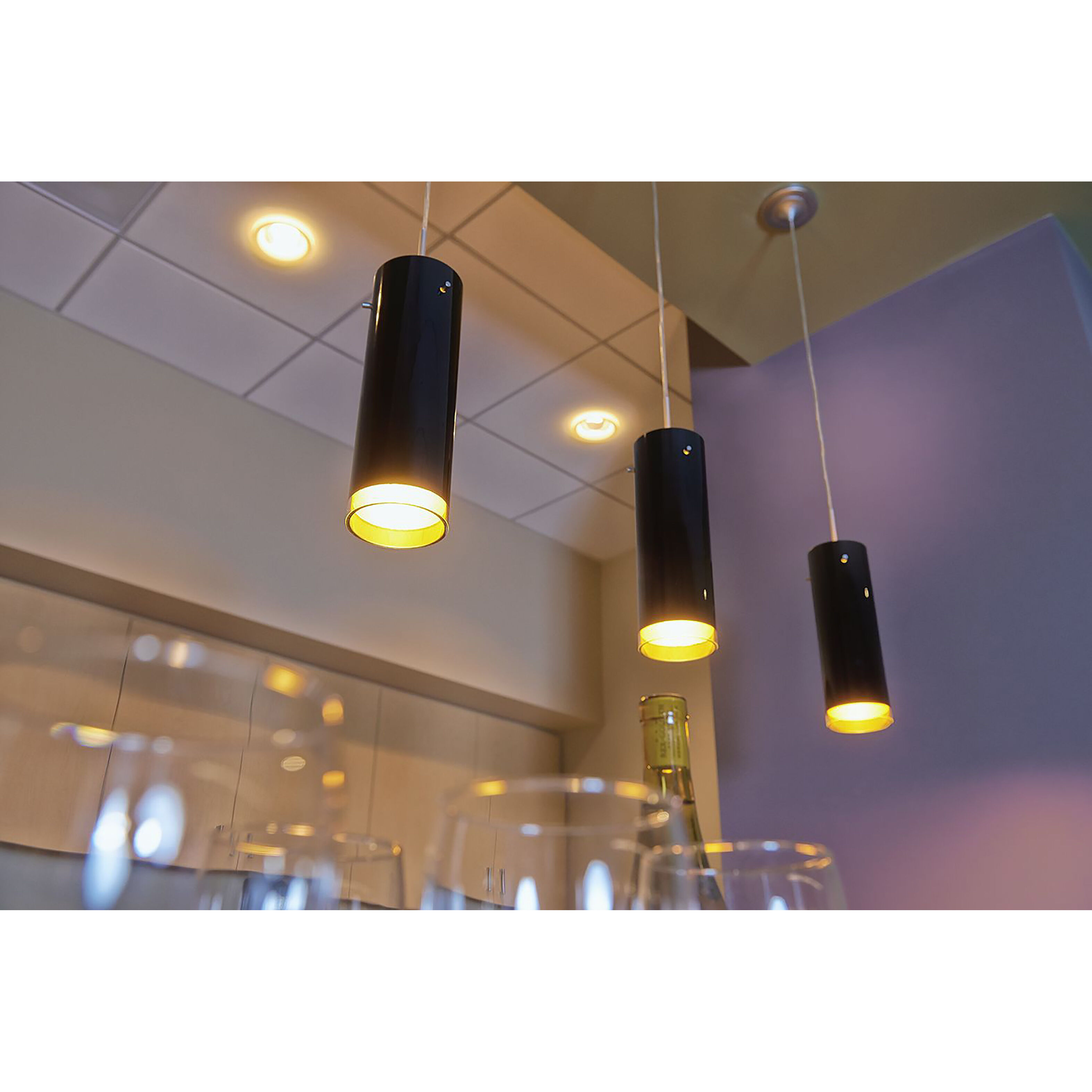 Cyrus 4 inch Matte Chrome Pendant Ceiling Light in Black Outer/Gold Inner Glass