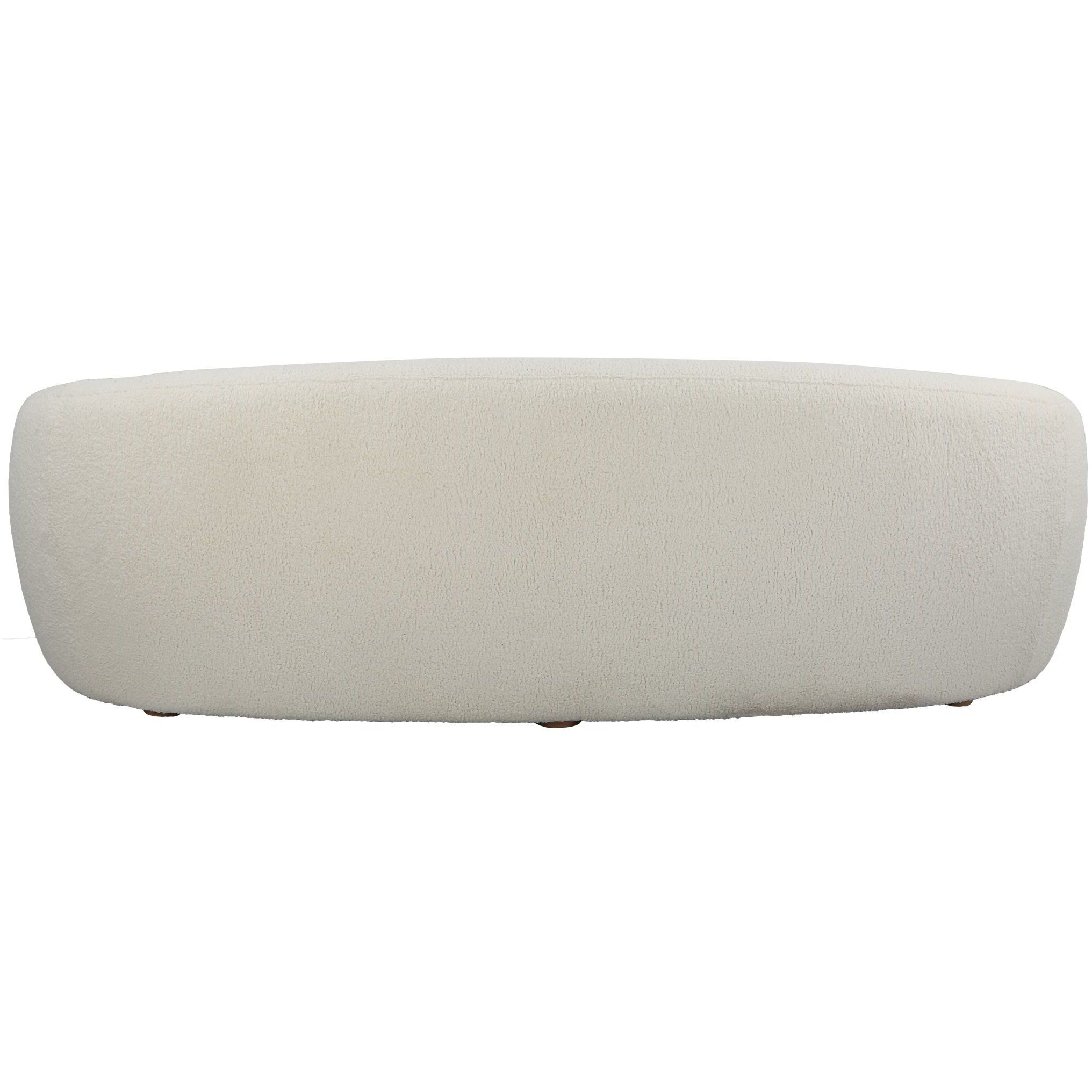 Capra Off White Faux Shearling and Natural Oak Sofa